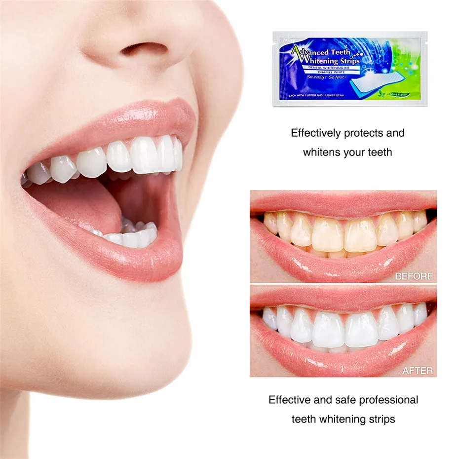 Профессиональные 14 пар отбеливающие полоски для зубов Гигиена полости рта мятный вкус уход за зубами Treament белые полоски