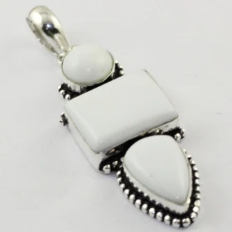 

White Opal Pendant Silver Overlay over Copper ,63 mm, P1661