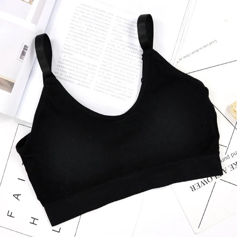 

New Girls Students Teenager No Steel Ring Screw Thread Brassiere Sexy Sling Seamless Tank Bra Gift