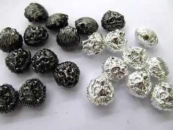 

wholesale 50pcs 13mm Solid Metal Lion Leopard Head Bracelet Necklace Connector Charm Beads Silver Black Gold Rose Bronze