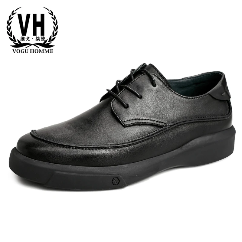 

Genuine Leather shoes men Spring Black casual business shoes thick bottom mens loafers leather all-match cowhide spring autumn
