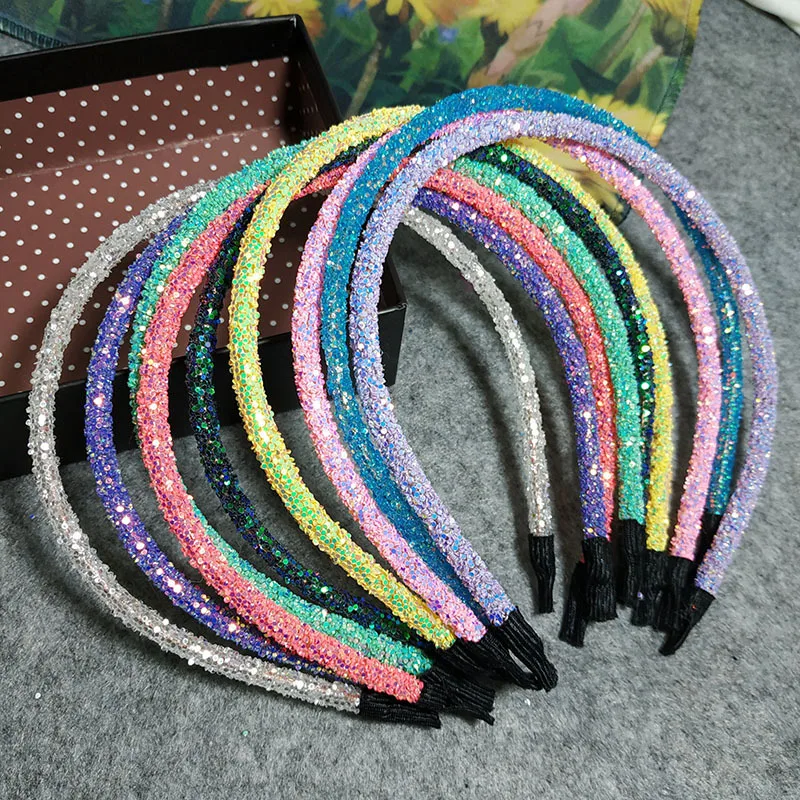 

Glitter Sequins Hairbands for Women Headbands Colorful Thin Hair Hoop Sequin Hair Bands for Girls Women Party Hair Accessories