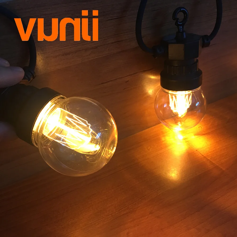 Novel! VUNJI 42ft G50 Festoon Led Globe Bulb Outdoor Waterproof Led Warm Ball String Garland Party Wedding Backyard Patio