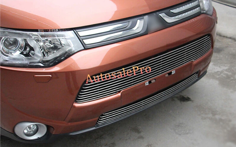 2 шт стальной передний Центр решетка сетка крышка Накладка для Mitsubishi Outlander 2013