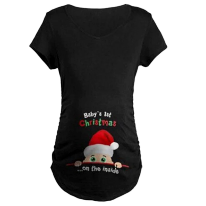 

Christmas Printed T-shirt Maternity Short-sleeved T-shirt Clothes Summer Loose Pregnancy Tee Top