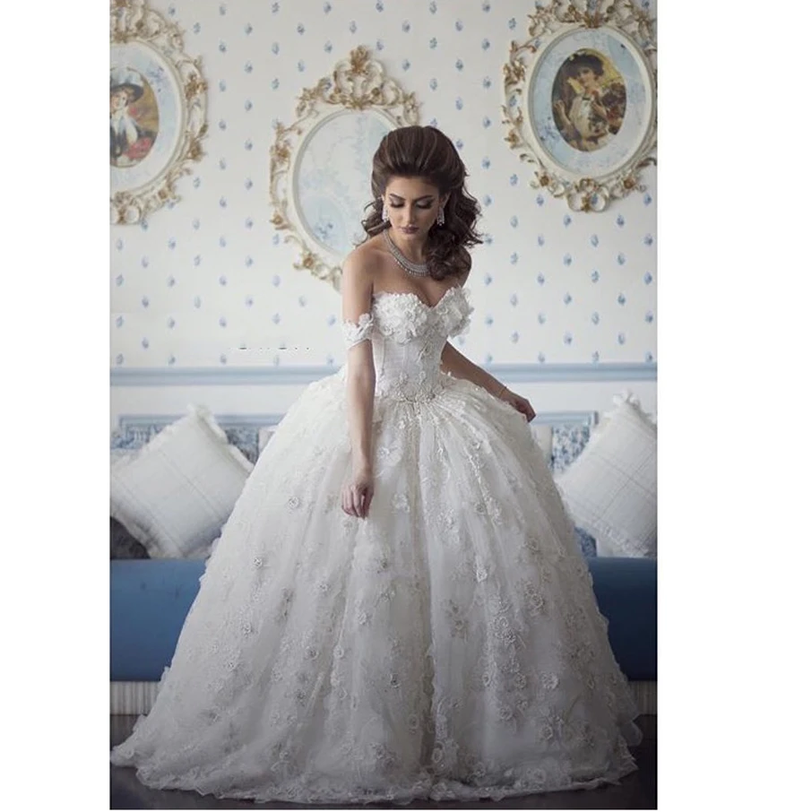 2017 Amazing Puffy Wedding Dresses Vintage Lace Bridal