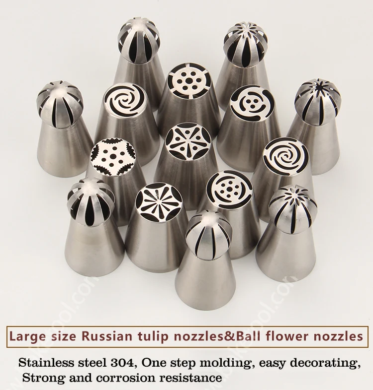 Buy 15PCS/set Russian tulip nozzles set stainless