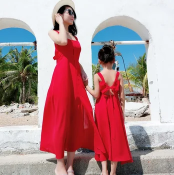 

Mother Daughter Mommy And Me Clothes Family Matching Outfits Mom Mum Mama Daughter Backless Dresses Clothes Vestido Mae E Filha