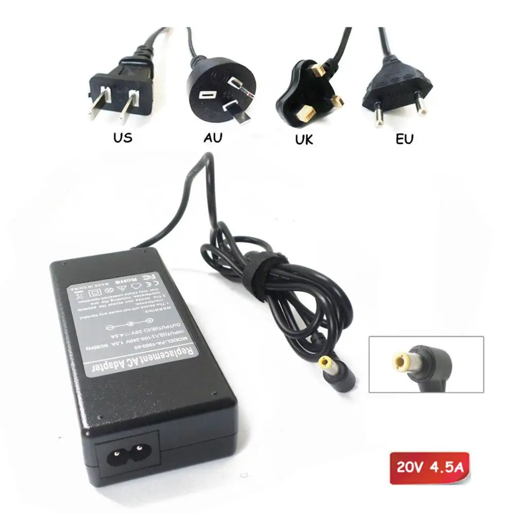 محمول ac محول لينوفو PA-1900-56LC ADP-90DD ب V550 V460 B460A B470G notebook pc الحبل امدادات الطاقة 20 فولت 4.5a