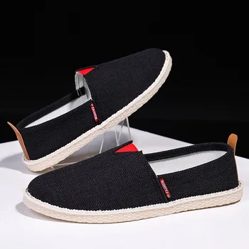 

QWEDF 2019 Fashion Men Flats Canvas Shoes Boys Casual Linen Shoes Men hemp Shoes Male Fisherman Shoes Sapato Masculino X6-56