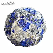 Modabelle элегантное украшение из жемчуга Королевский Голубой Кристалл Свадебный букет невесты роза искусственная белая брошь невесты букет