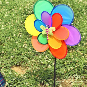 

Kids DIY Colorful 2-Layer Flower Insect Pinwheels Wind Spinner Whirligig Rotating Windmill Garden Lawn Home Wedding Decor Toy