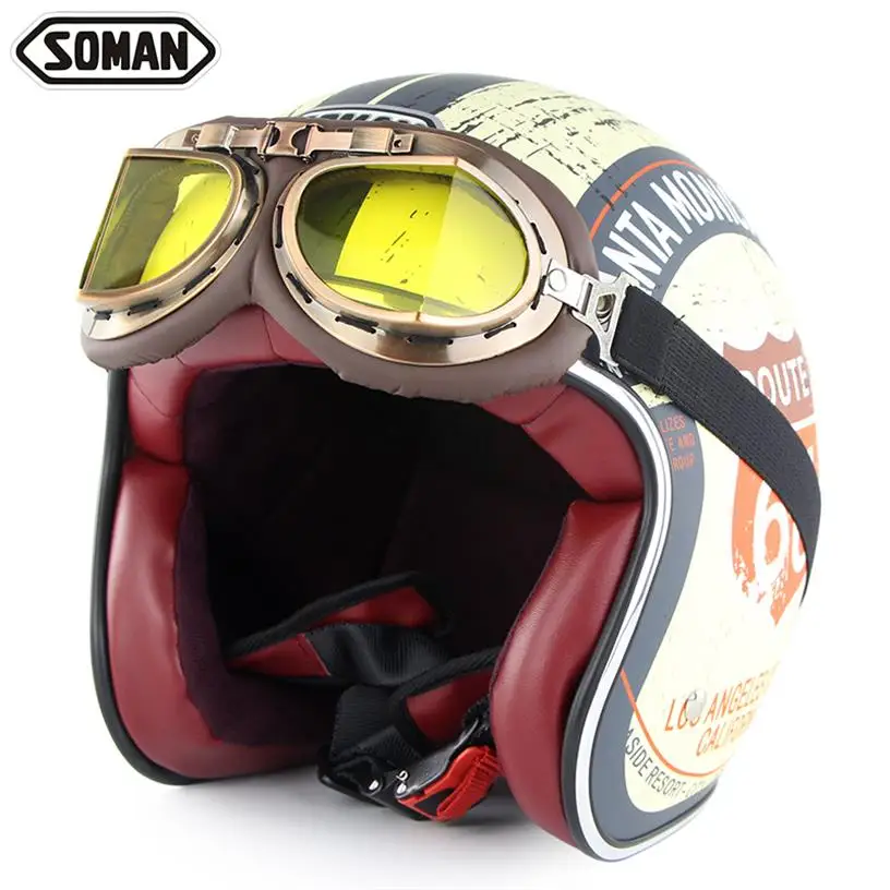 

SOMAM SM512 Motorcycle Helmet Retro Helm Chopper Vintage Helmets Open Face Kask Scooter Casque Moto Cacapete DOT