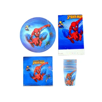 

61pcs/lot Spiderman Theme Napkins Kids Favors Events Tableware Decoration Tablecloth Birthday Party Cups Plates Baby Shower Set