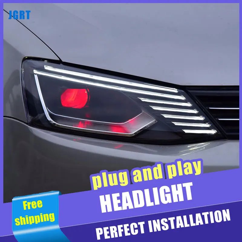 

2PCS Car Style LED headlights for VW Jetta 2011-2018 for Jetta head lamp LED DRL Lens Double Beam H7 HID Xenon bi xenon lens