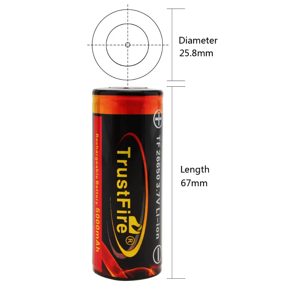 Оригинальный Trustfire 26650 защищенный 5000mAh 3 7 V литий ионный перезаряжаемый