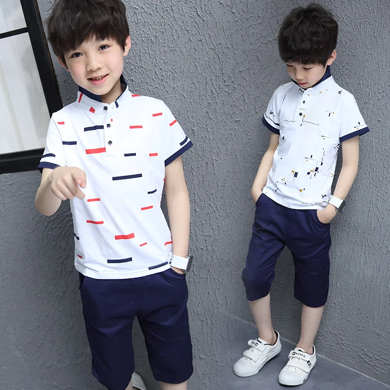 

2018 Boys Clothes Sets 5-13t Summer Casual O-neck Children Clothing Sets Print T-shirts + Pants Ensemble Garcon Costume
