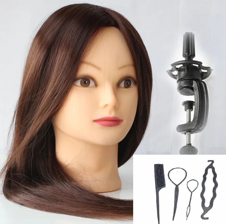 

CAMMITEVER 2018 New Brown Hair Hairdressing Training Head Mannequin Head Hair Cut Salon Practice Model