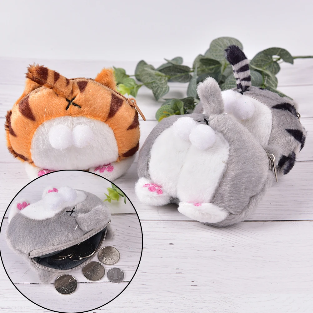 1 шт. Kawaii Para Monedas хранение денег Кошельки в подарок для женщин Мини милый кот задник плюшевый Кошелек для монет сумка для мелочи