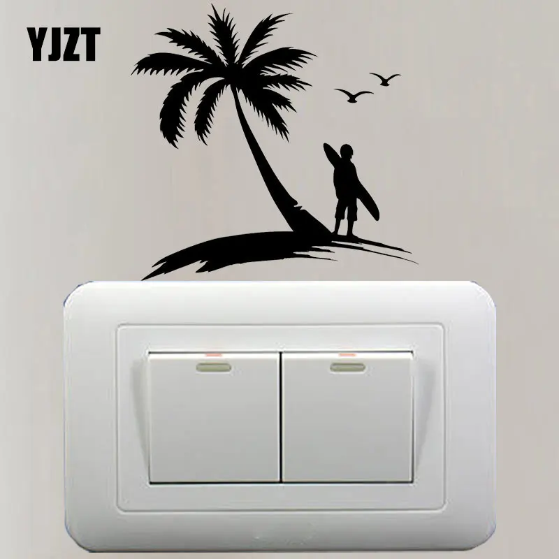YJZT Palm Beach Surfing Surf Sport Girls Room Decor Wall Stickers Switch Decals 8SS-2483 | Дом и сад