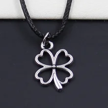 Прочный черный искусственный кожаный счастливый ирландский четырехлистный клевер кулон шнур Колье DIY Ожерелье Ретро серебряное тибетское в стиле бохо