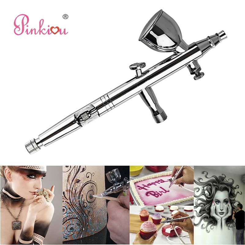Pinkiou Dual Action Trigger Air Control Airbrush Kit 0.2/0.3/0.5mm Needle Face Paint AirBrush For Nails Art Spray Pen