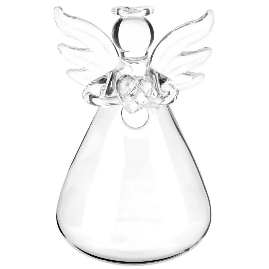 Angel Clear Glass Wall Vase Bottle Hanging for Plant Flower Indoor Outdoor Decorations