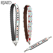 RTATD Genuine Leather Rivet Women Handbags Strap Chic Lady Shoulder Bag Belts Flower Design Bags Accessories h003