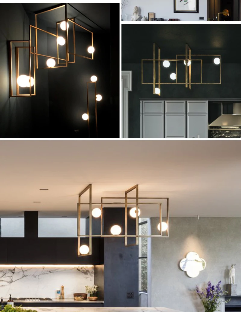 2018 современный Медь Мондриана стекло потолочный светильник по Спальня Гостиная лампе Потолочный светильник для кухни светильники Лофт