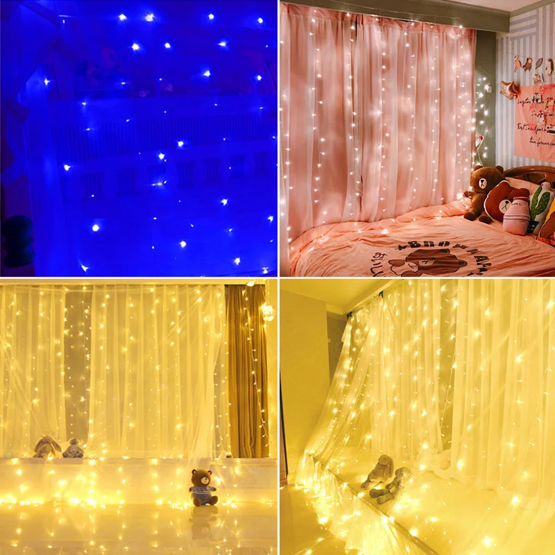 300 LED Garlands Curtain USB Remote Control Fairy Light Xmas String Lights Copper Wire Light Christmas LED Lamp Holiday Wedding
