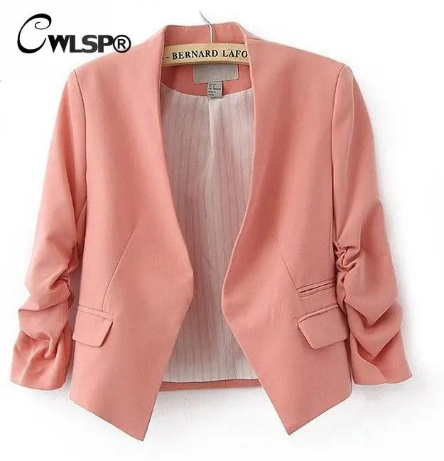 CWLSP весна осень повседневные куртки офисные женские яркие цвета Женская Базовая верхняя одежда тонкие элегантные короткие пальто однотонные casaco feminino