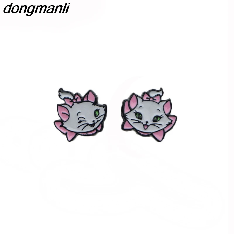 

F136 Dongamnli New Marie Aristocats Kids Earrings Maria Cat Enamel Stud Earrings For Women Girls Jewelry Accessories 1 Pair