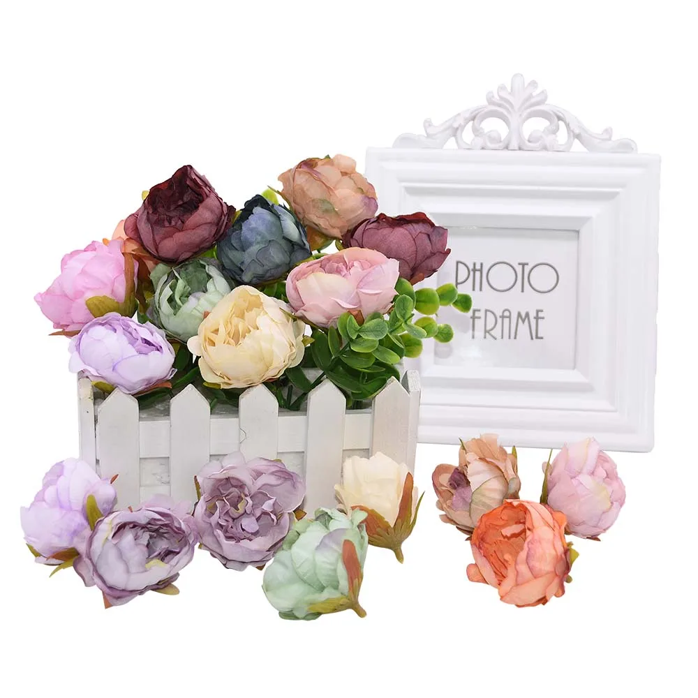 

10pcs/lot 5cm High Quality Peony Flower Head Silk Artificial Flower Wedding Party Decoration DIY Garland Craft Fake Flower
