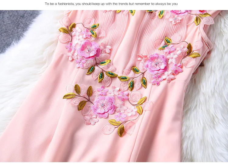 Новое поступление, летнее женское модное мини-платье без рукавов с цветочной вышивкой, женские изящные сетчатые платья в стиле пэчворк с бриллиантами