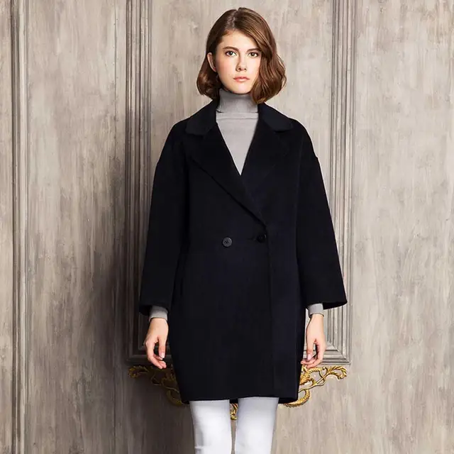 Fur Story Women Double Faced Wool Coat High Quality Long Wool Coat Turn