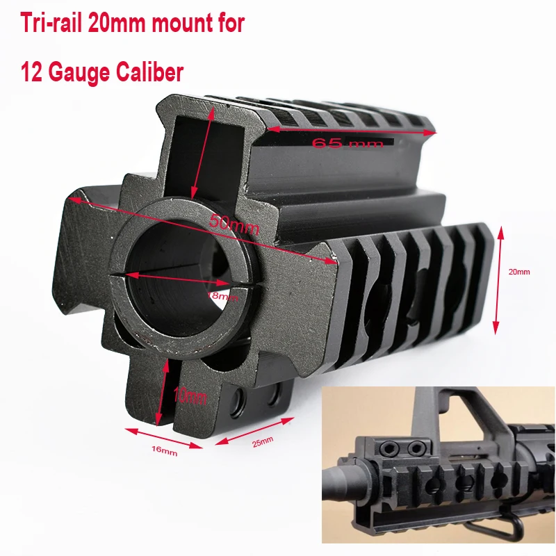 

Fyzlcion 12 Gauge Caliber Hunting Rifle Triple Side 20mm Rail Barrel Hand Guard Base Mount Picatinny Rail of 18.5mm Diameter