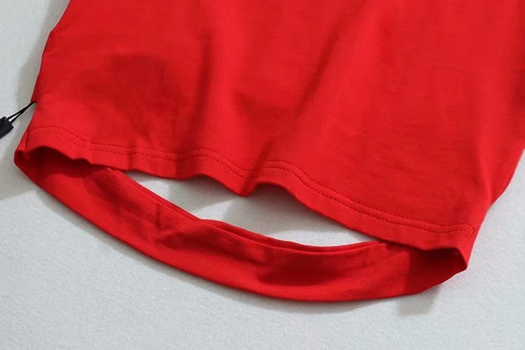Летняя повседневная спортивная женская футболка в стиле Харадзюку красного и черного цвета, футболка с круглым вырезом и коротким рукавом, футболка с высокой талией, женские блузы