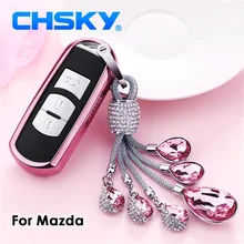 CHSKY Car Styling TPU Car Key Case Cover Crystal Chain For Mazda 6 CX-5 Atenza CX-7 CX-9 MX5 626 Car Key Shell Car Accessories