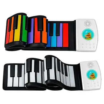 

49 Keys Digital Keyboard Flexible Roll Up Piano Gift with Loud Speaker Electronic Hand Roll Piano for Music Lovers Kids Child