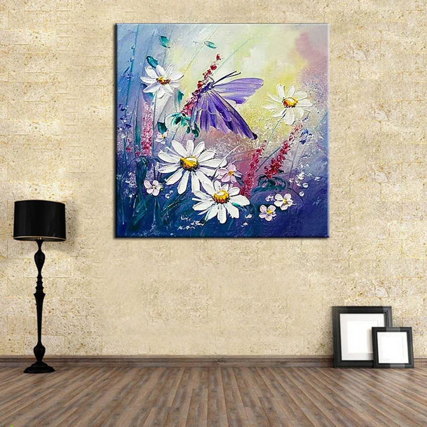 Flower Field Oil Painting Abstract Flower Canvas Butterfly Bush Canvas Wall Art Painting Green Flower Canvas Art Collectibles Painting Kromasol Com