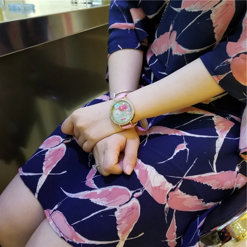 Miss Keke Clay Cute 3d Mini World Geneva rose gold Rhinestone Watches Relogio Feminino Ladies Women Leather Wristwatches 1013