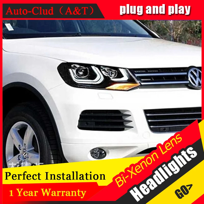 Auto Clud headlights for vw touareg 2011 2014 car styling bi xenon lens LED light guide