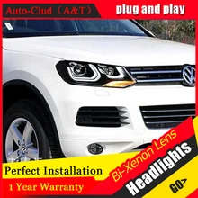Auto Clud headlights for vw touareg 2011-2014 car styling bi xenon lens LED light guide DRL H7 xenon headlamps for vw touareg