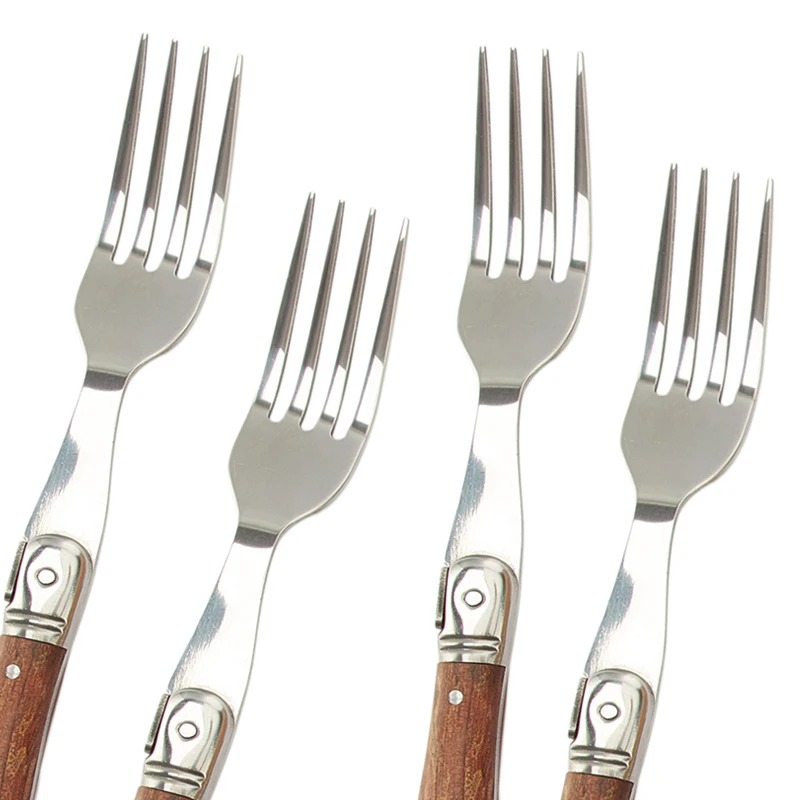 Laguiole Steak Forks Set Stainless Steel Japanese Wooden Dinner Cutlery
