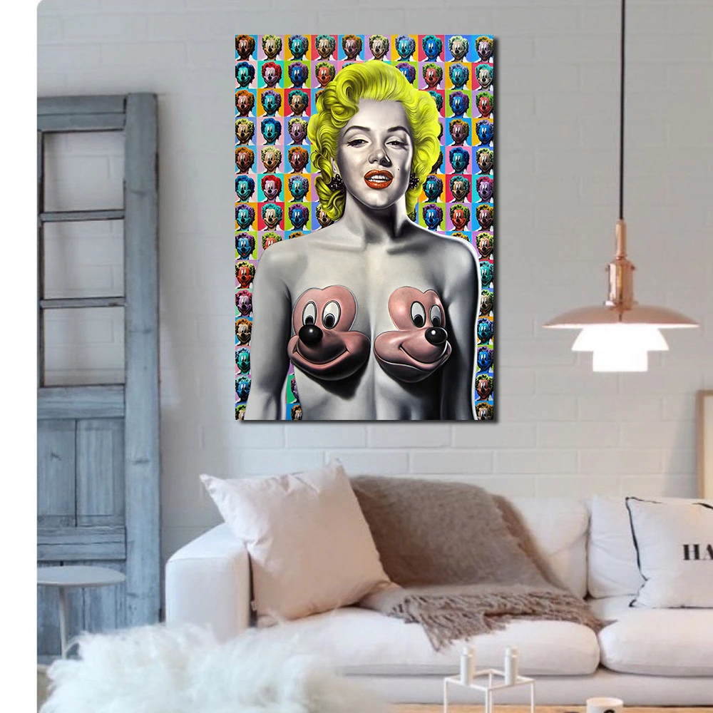 

JQHYART Ron English Marilyn Modern Home Decor Oil Painting Wall Pictures For Living Room Paintings On Canvas No Frame