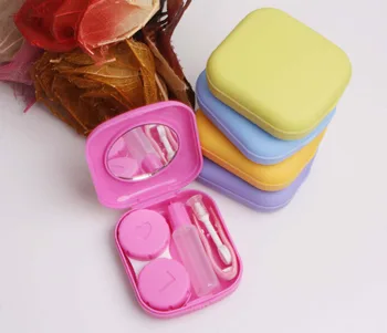 

Mini Square Contact Lens Case Box Travel Kit With Mirror+1*chuck+1*tweezers+1*Double box+1*Plastic bottles eyewear accessory