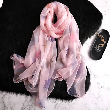 

RUNMEIFA Luxury Brand 2019 New Fashion Summer Silk Scarf For Women Long Soft Wrap and Shawls Beach Hijab Female Foulard