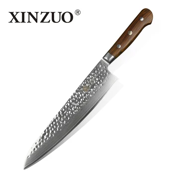 

XINZUO 9.5" inch Chef's Knife High Carbon Japaness Damascus Steel Cleaver Cutlery Kitchen Knife Rosewood Handle Slicing knives