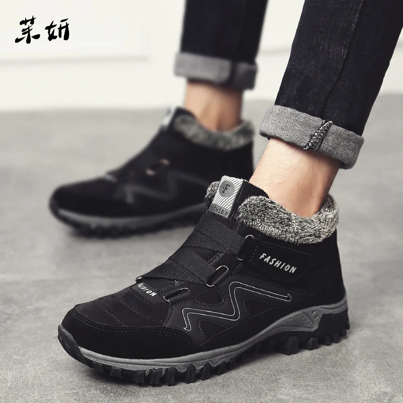 

Men Boot Fur Warm Snow Boots Men Winter Hook Loop Elastic Boot Unisex Work Shoes Men Footwear Ankle Shoes Couple Sneakers