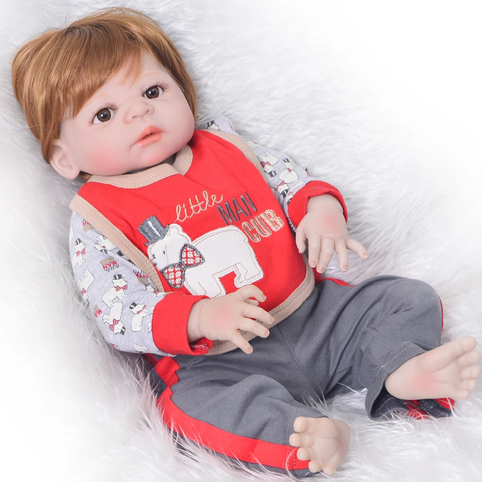 Кукла Reborn boy силиконовая 23 дюйма 57 см реальное возрождения menino bonecas детская модная